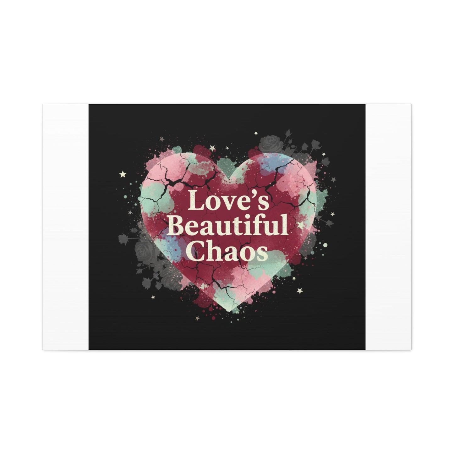 Love's Beautiful Chaos Canvas Print | Soft Grunge Hearts, Distressed Heart Art