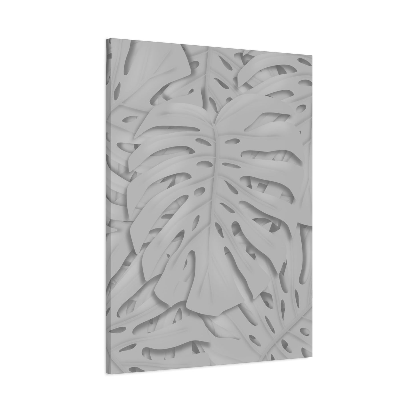 Soft Grey Monstera Canvas Print – Botanical Wall Art