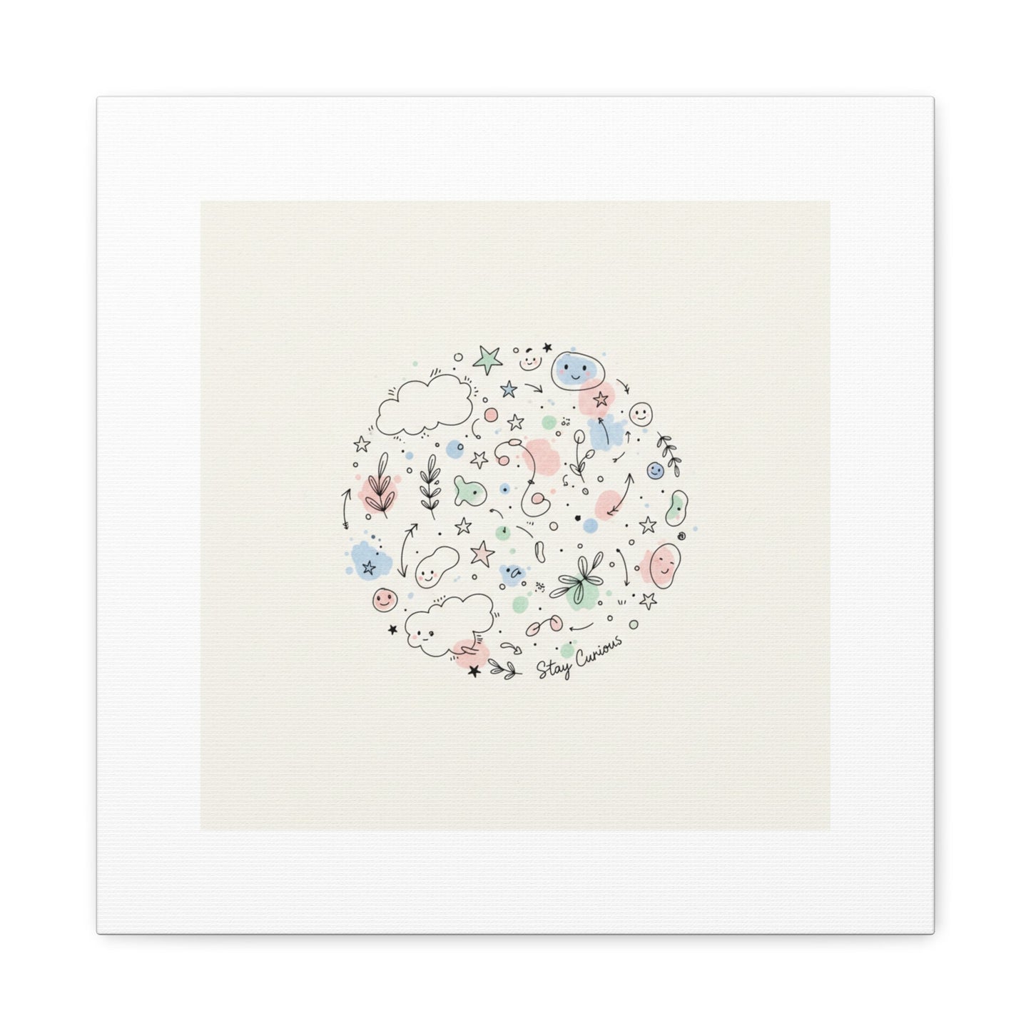 Doodle Circle Line Drawing Matte Canvas, Hand-Drawn Sketch Art