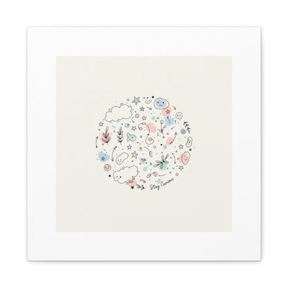 Doodle Circle Line Drawing Matte Canvas, Hand-Drawn Sketch Art