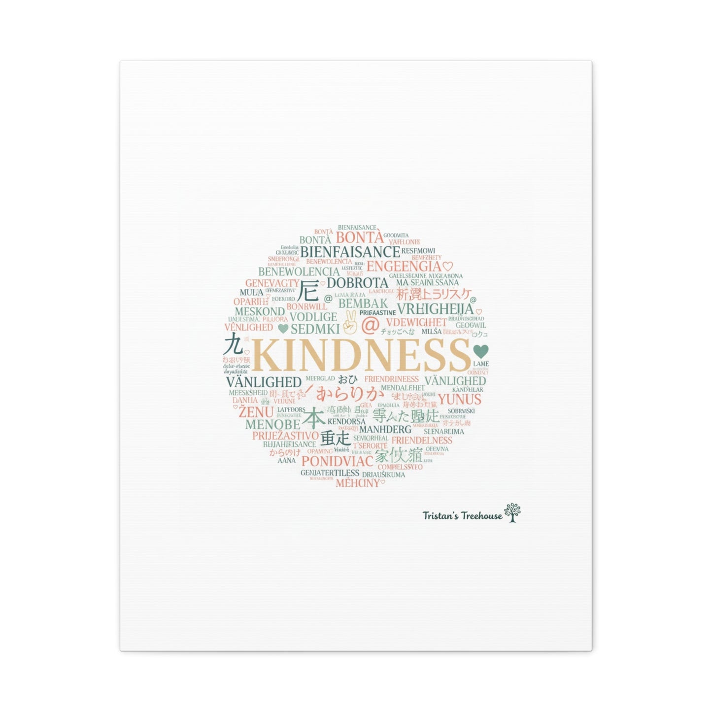 Kindness Word Cloud Canvas | Fresh Start Minimalist Wall Art