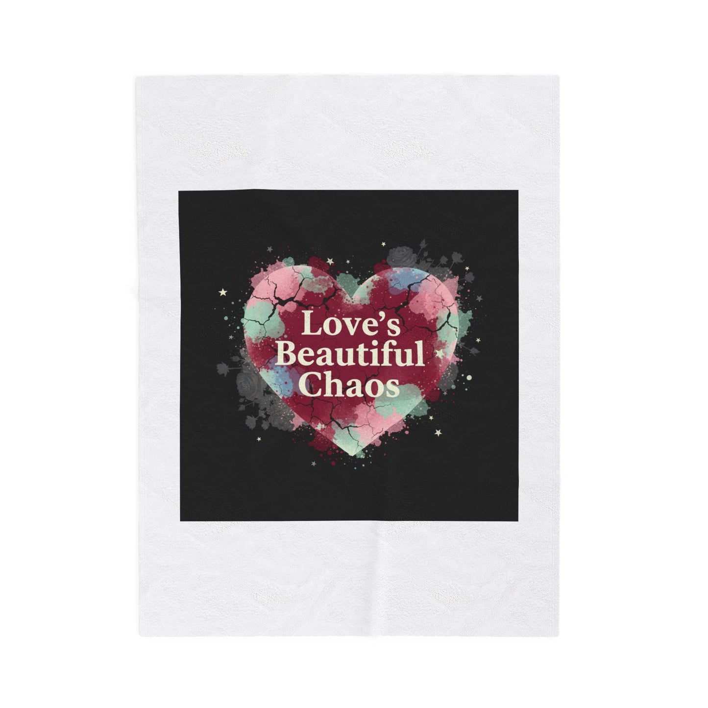 Love's Beautiful Chaos Velveteen Blanket | Soft Grunge Hearts, Distressed Heart Collage