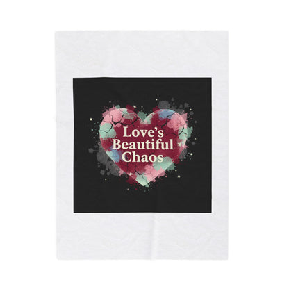 Love's Beautiful Chaos Velveteen Blanket | Soft Grunge Hearts, Distressed Heart Collage
