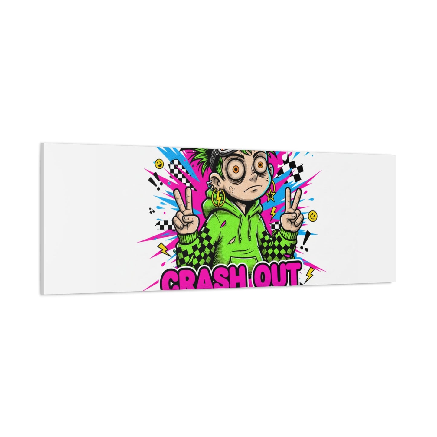 Crash Out With a Smile Canvas Print | Neon Skate Graffiti, Meme Meltdown Art