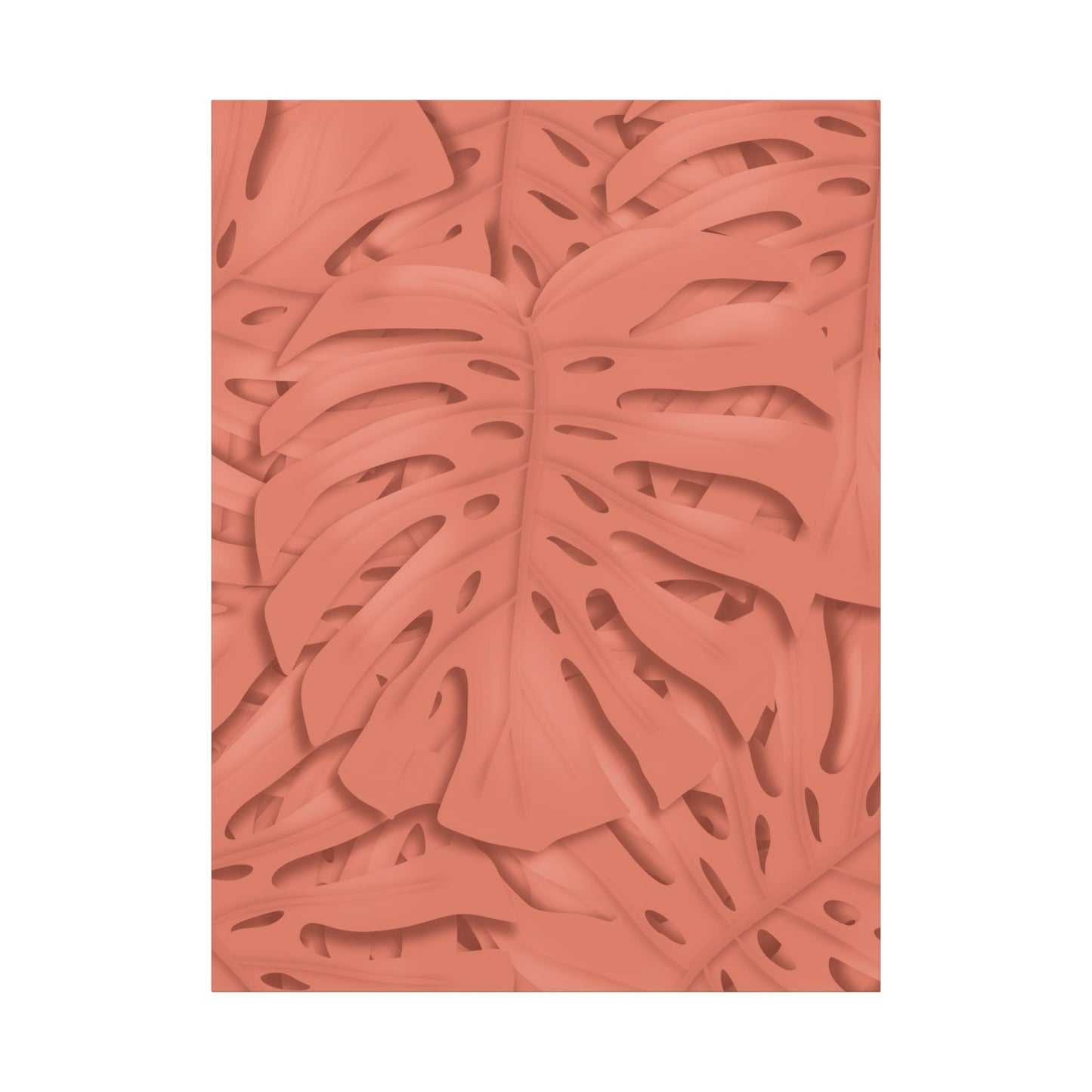 Coral Monstera Canvas Print – Botanical Wall Art