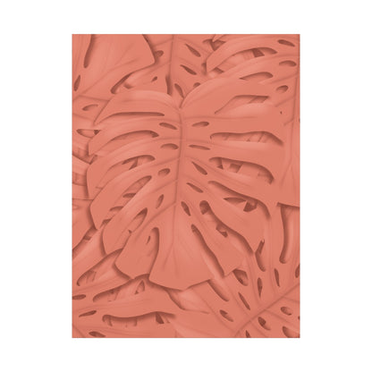 Coral Monstera Canvas Print – Botanical Wall Art