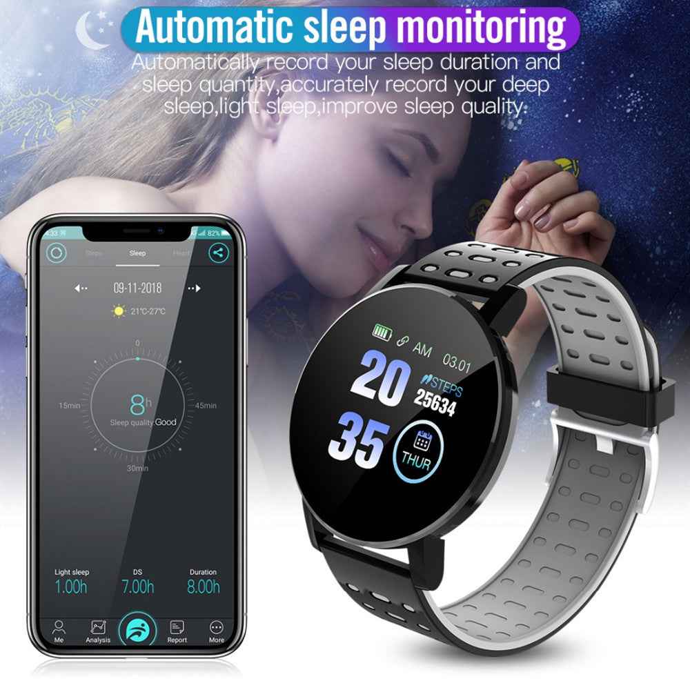 119 Plus Smart Watch - IP67 Waterproof Fitness Tracker with Heart Rate & Sleep Monitor