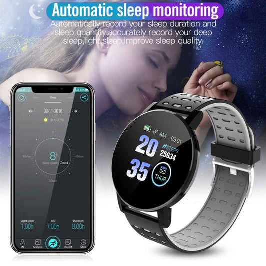 119 Plus Smart Watch - IP67 Waterproof Fitness Tracker with Heart Rate & Sleep Monitor