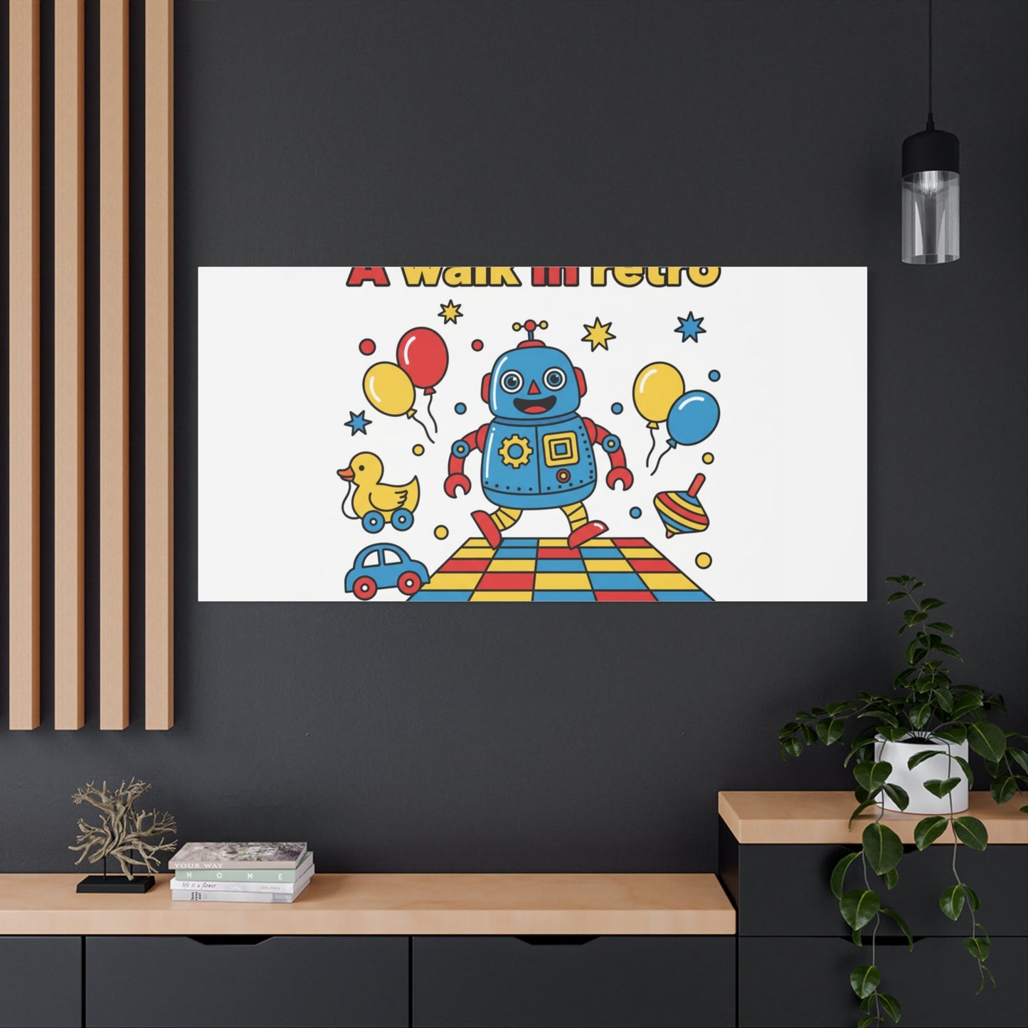 Retro Toy Robot Canvas | Throwback Kid, Primary Color Nostalgia