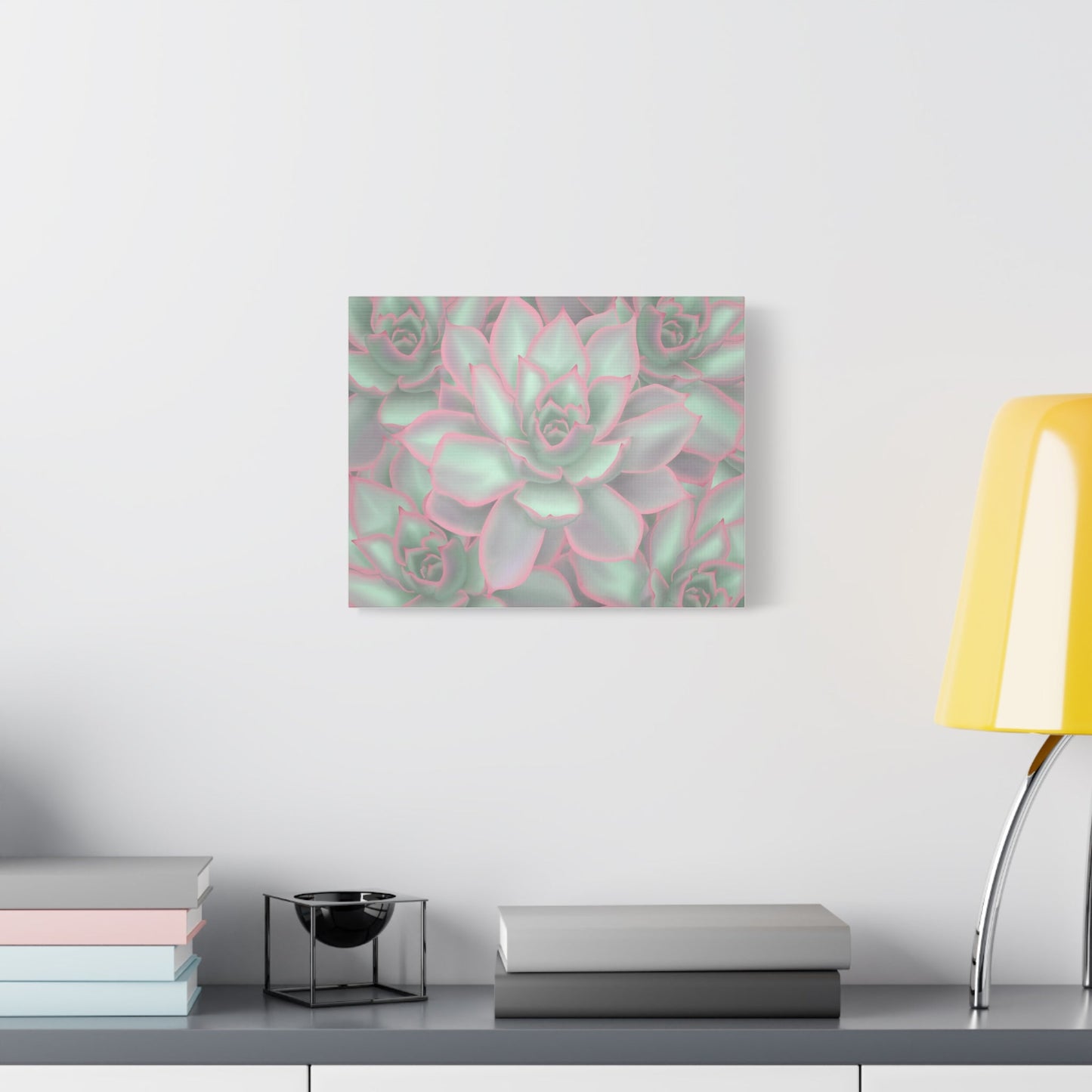 Echeveria Violet Queen Succulent Pattern Canvas Print – Botanical Wall Art