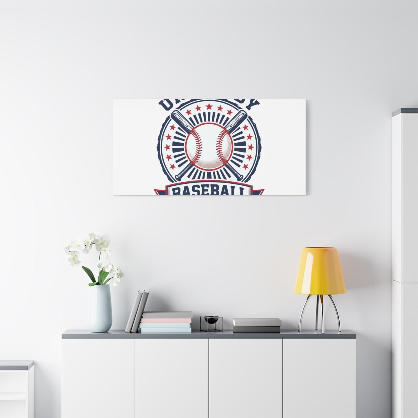 United by Baseball Canvas | Patriotic Baseball Graphic, Red White Blue Wall Art
