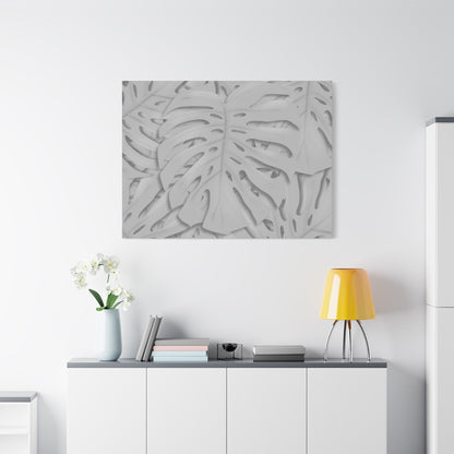 Soft Grey Monstera Canvas Print – Botanical Wall Art