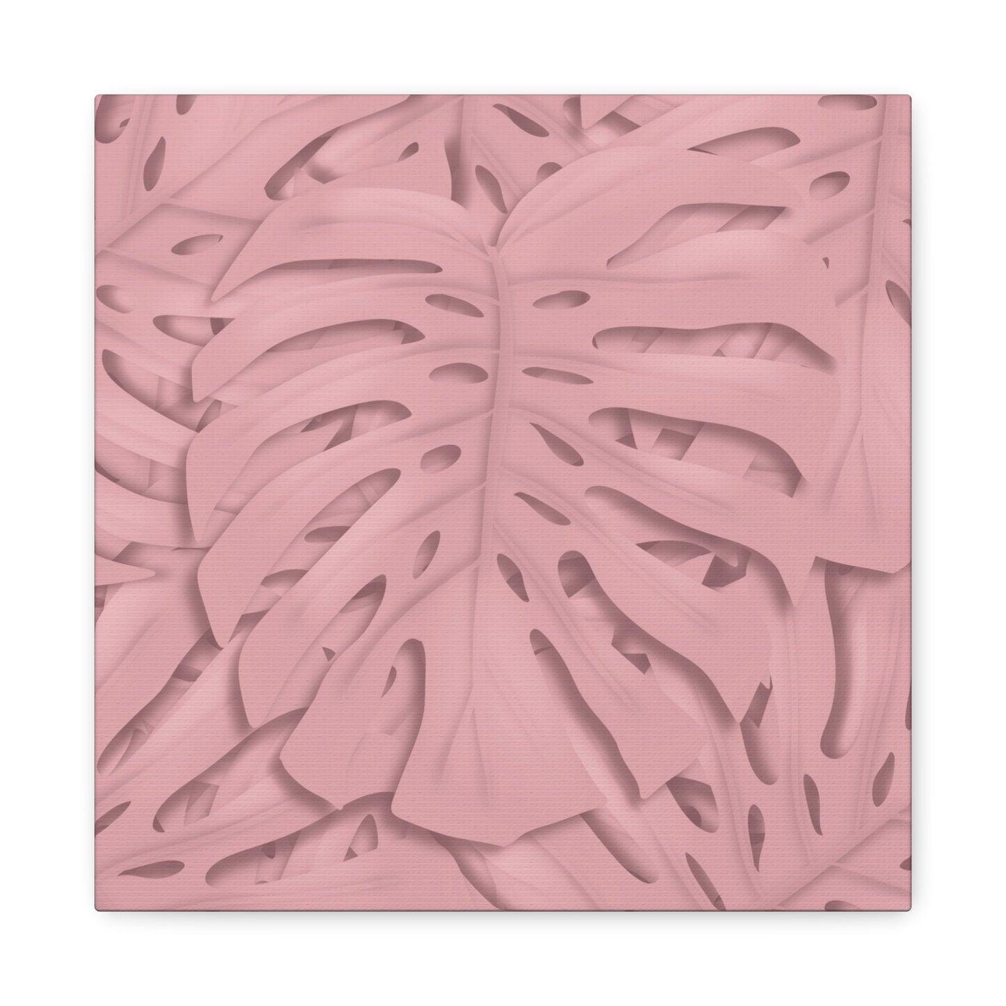 Soft Pink Monstera Canvas Print – Botanical Wall Art