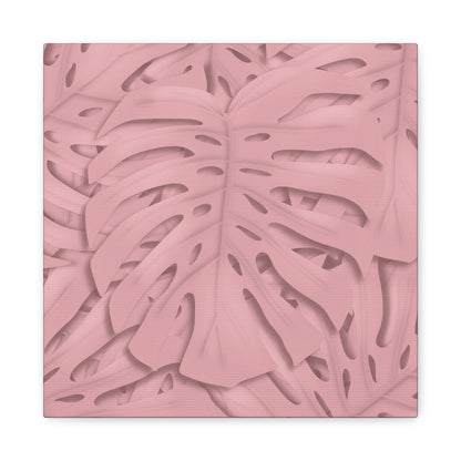 Soft Pink Monstera Canvas Print – Botanical Wall Art