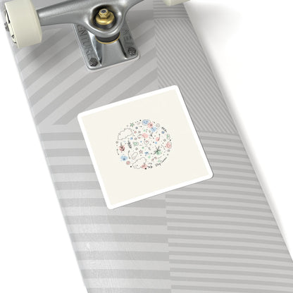 Hand-Drawn Doodle Circle Sticker | Minimal Line Sketch, Pastel Accents