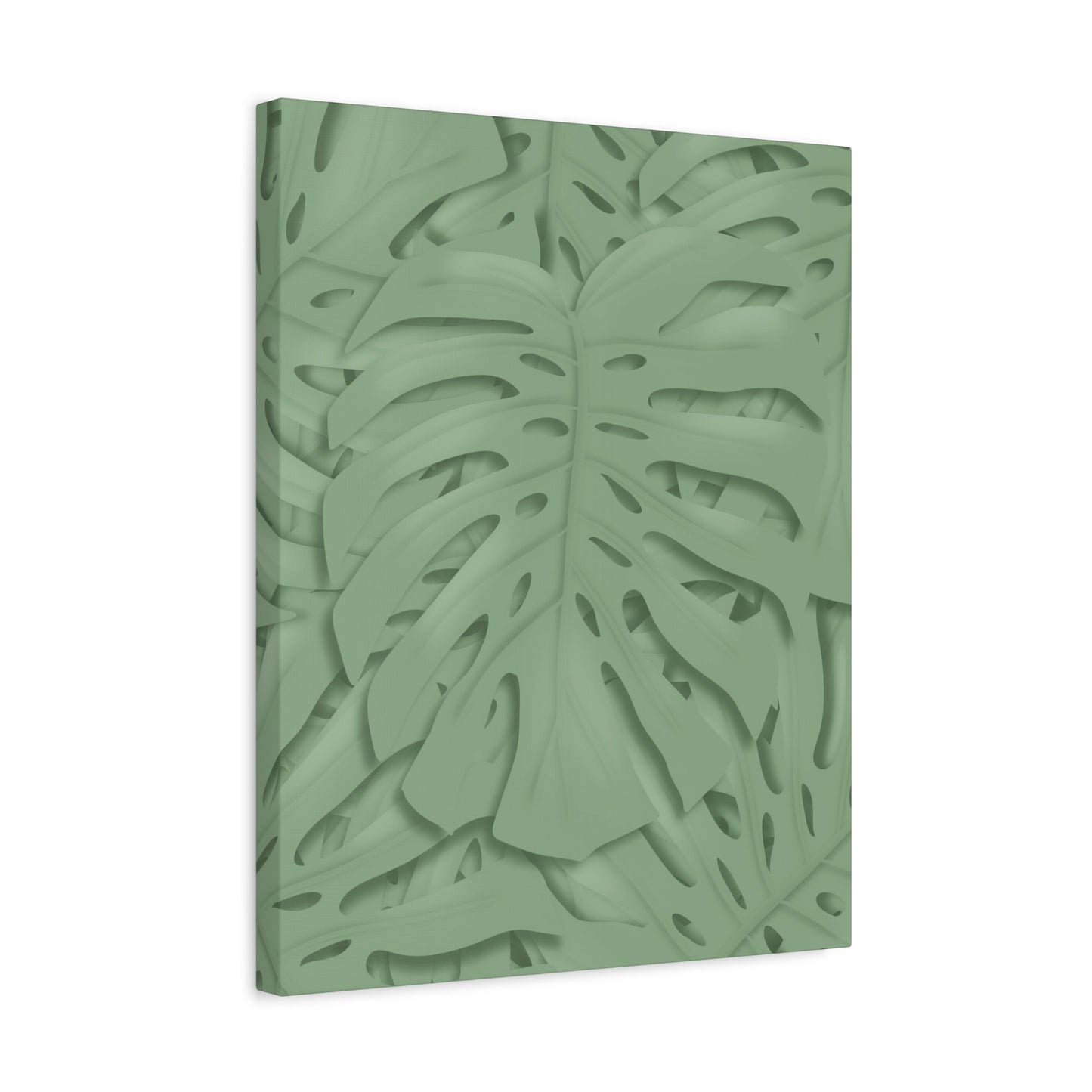 Sage Green Monstera Canvas Print – Botanical Wall Art