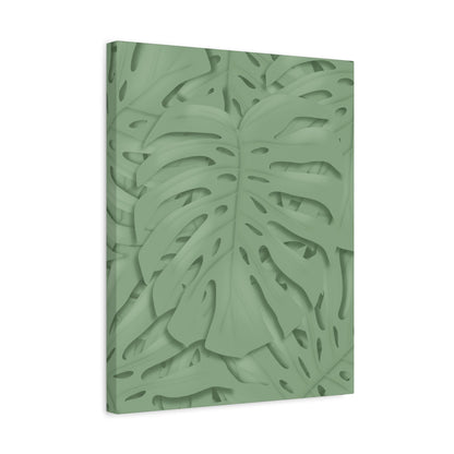 Sage Green Monstera Canvas Print – Botanical Wall Art