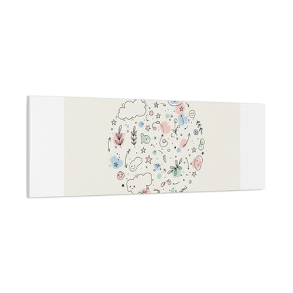 Doodle Circle Line Drawing Matte Canvas, Hand-Drawn Sketch Art