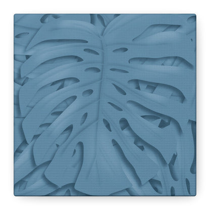 Cerulean Blue Monstera Canvas Print – Botanical Wall Art
