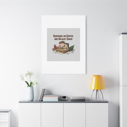 Surviving on Coffee and Holiday Cheer Canvas | Holiday Burnout, Festive But Tired