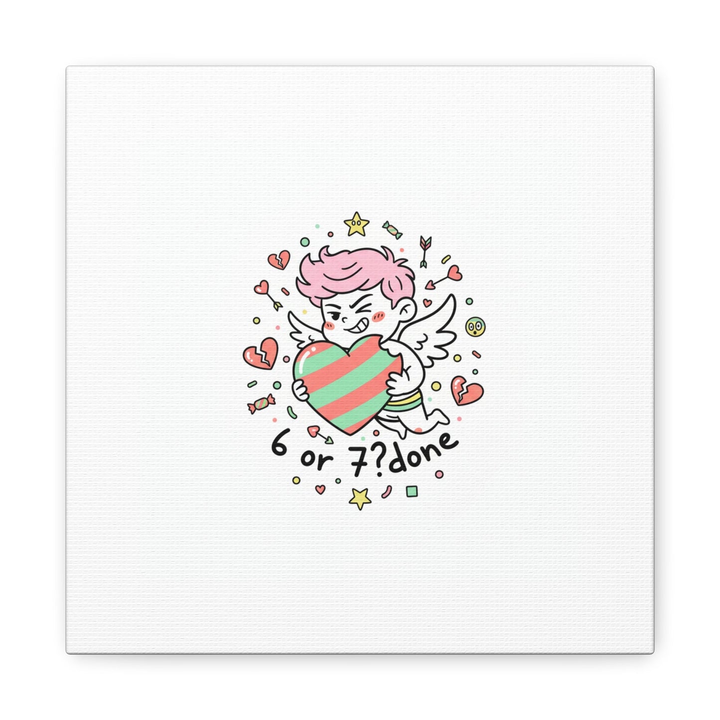 Weird Cupid heart illustration Canvas | Weird Valentine, quirky chaotic love