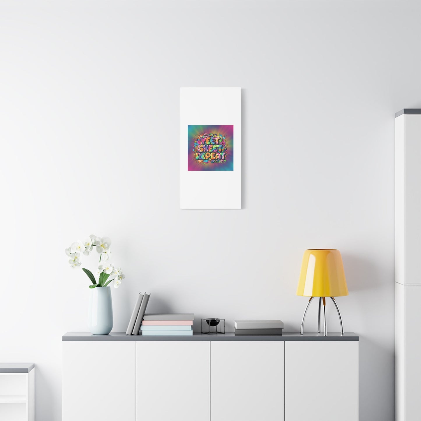 Yeet Skeet Repeat Canvas | Slogan & Glitch Graphic, Meme Phrase Wall Art