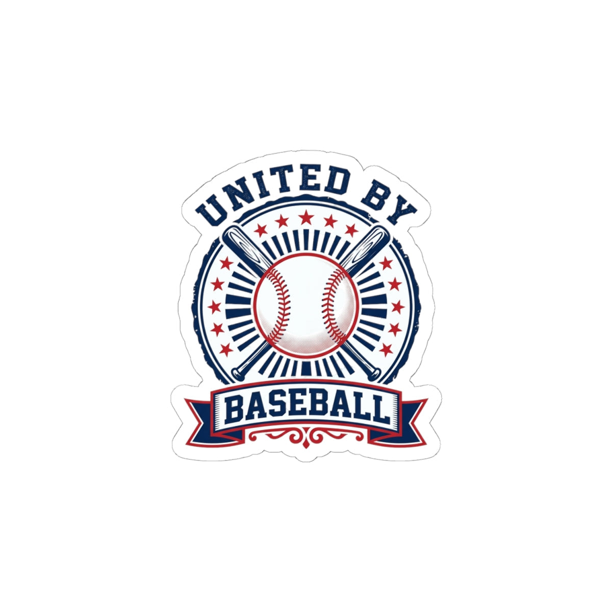 United By Baseball Kiss-Cut Stickers | Patriotic Baseball Graphic, Red White Blue