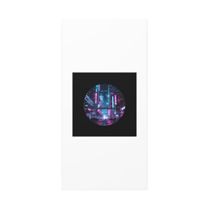 Neon Cyberpunk Cityscape Canvas | synthwave skyline, future city art