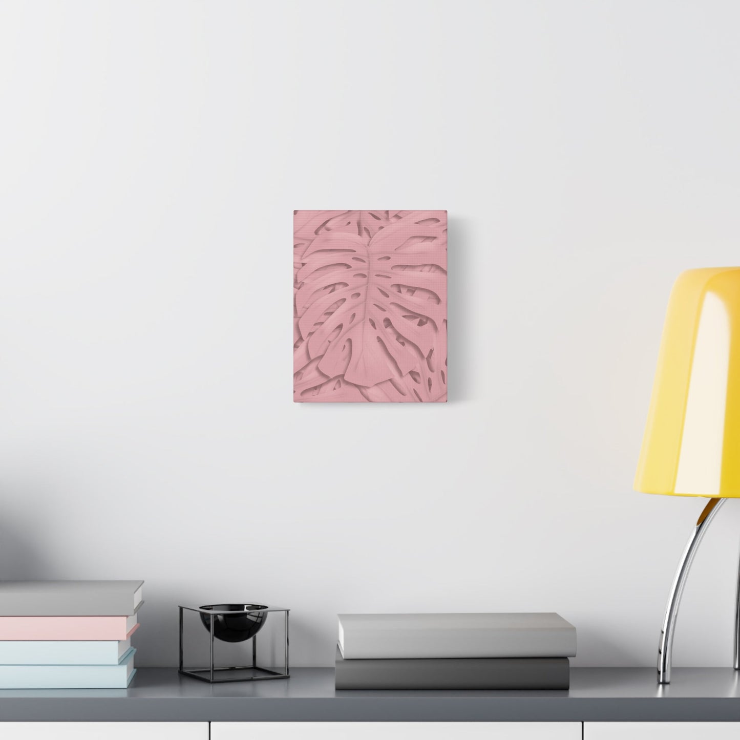 Soft Pink Monstera Canvas Print – Botanical Wall Art