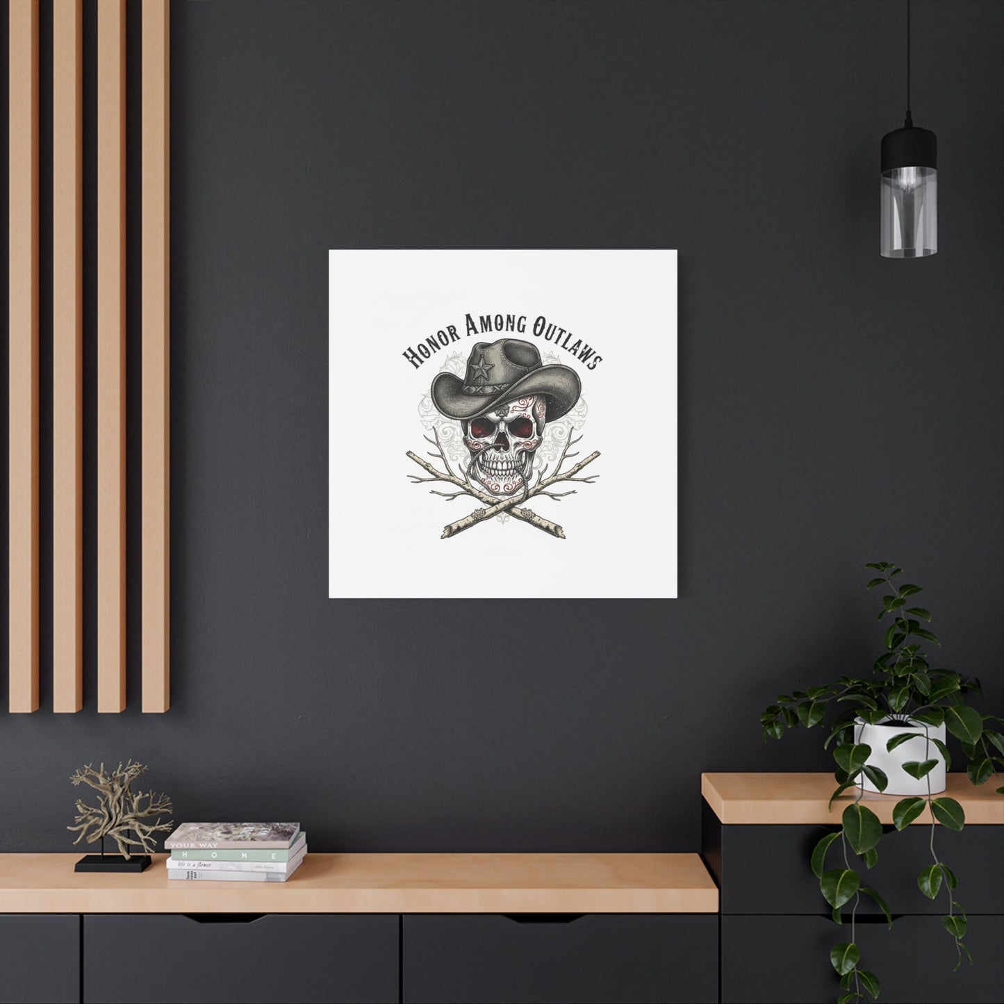 Honor Among Outlaws Canvas | Western Skull Art, Gothic Americana Desert Noir