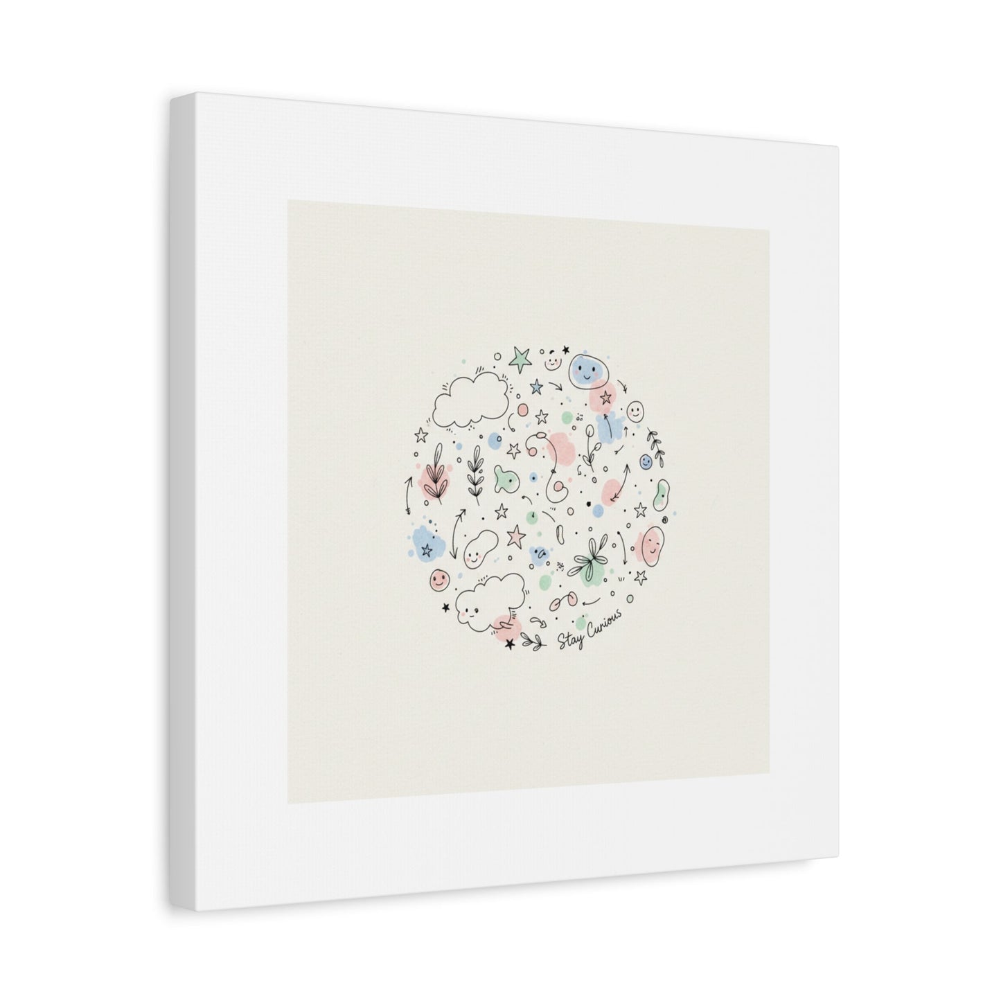 Doodle Circle Line Drawing Matte Canvas, Hand-Drawn Sketch Art