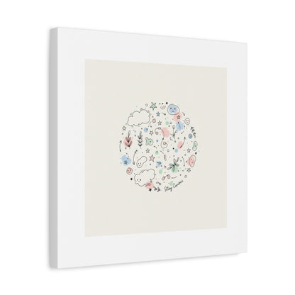 Doodle Circle Line Drawing Matte Canvas, Hand-Drawn Sketch Art