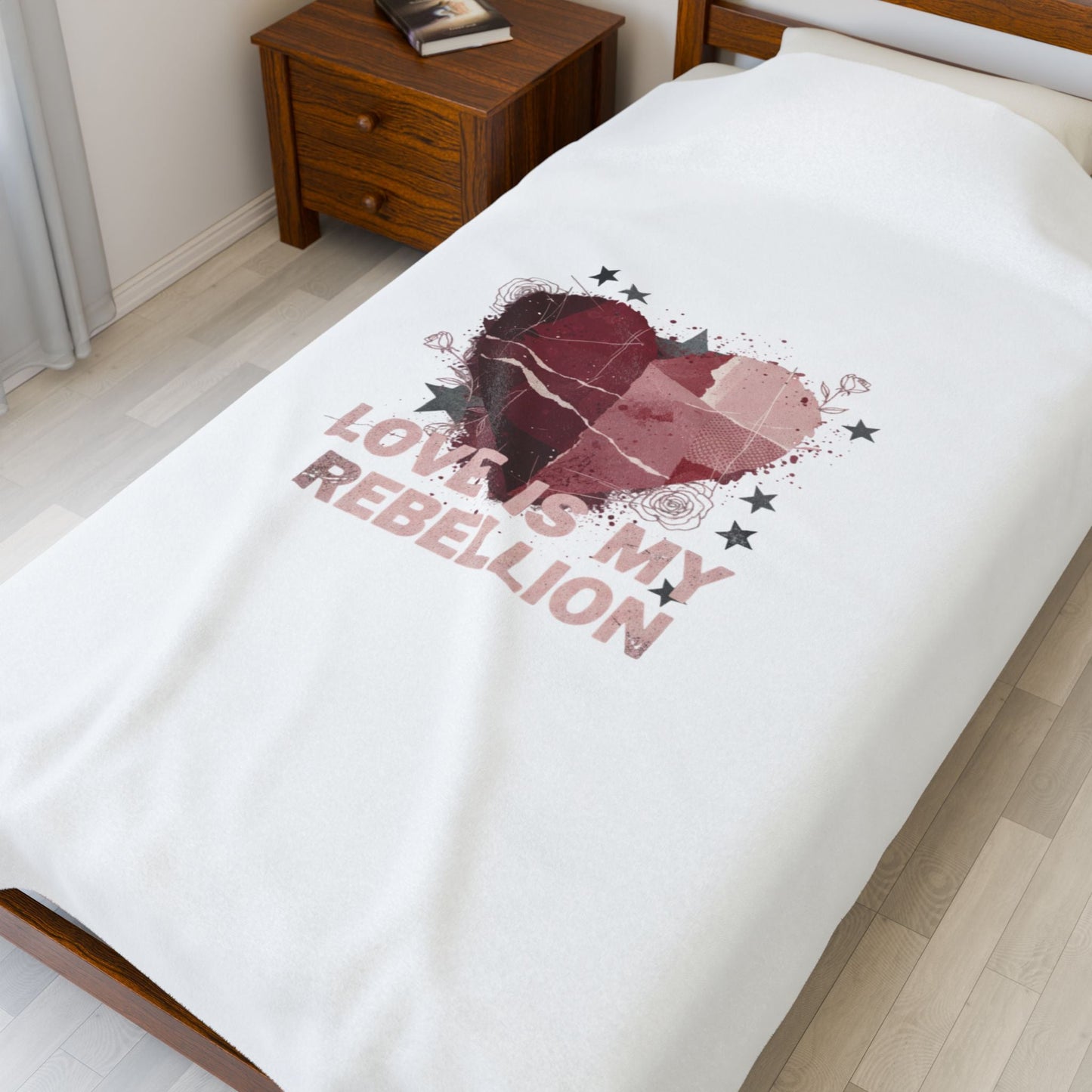 Love Is My Rebellion Velveteen Blanket | Soft Grunge Hearts, Distressed Heart Design