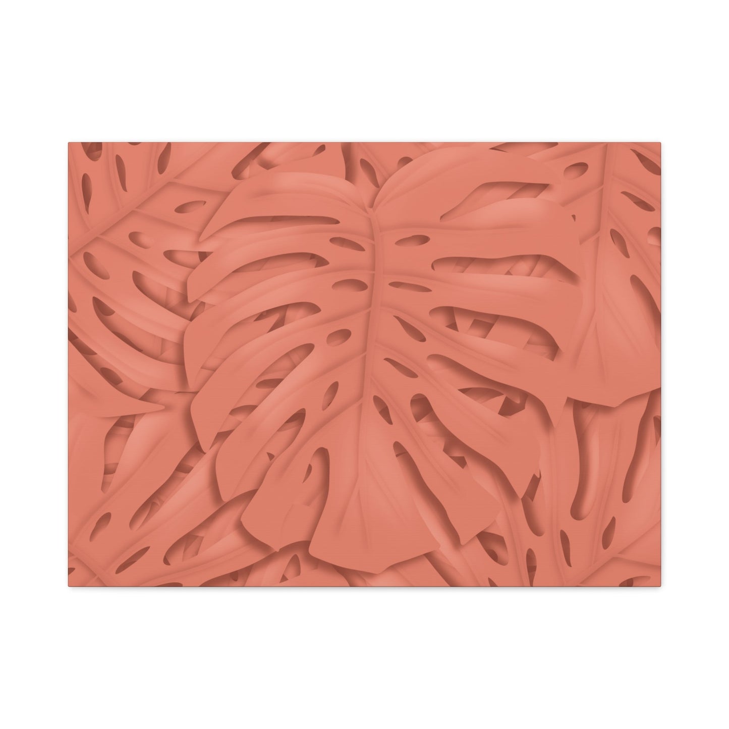Coral Monstera Canvas Print – Botanical Wall Art