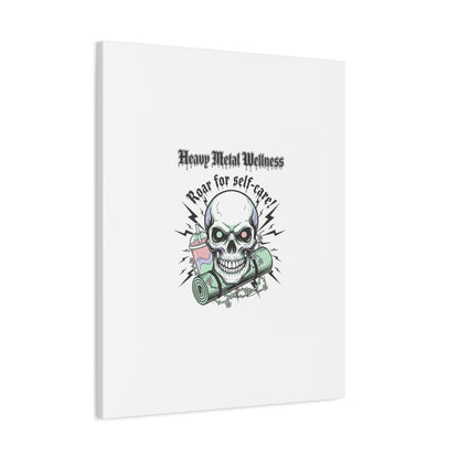 Roar for Self-Care Skull Canvas | heavy metal wellness, gothic wellness quote