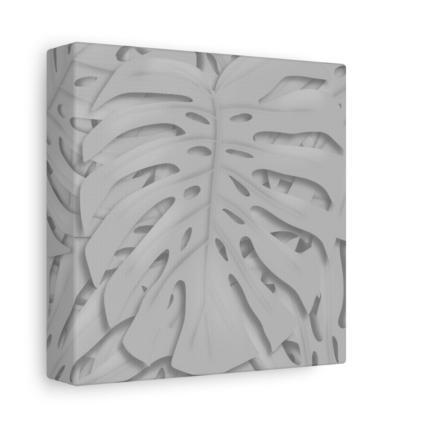 Soft Grey Monstera Canvas Print – Botanical Wall Art