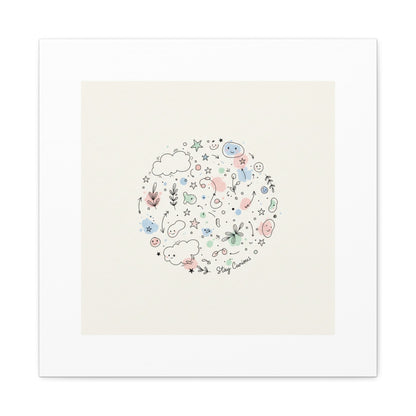 Doodle Circle Line Drawing Matte Canvas, Hand-Drawn Sketch Art