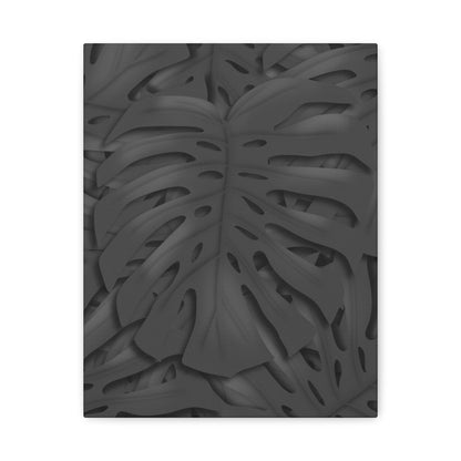 Charcoal Monstera Canvas Print – Botanical Wall Art