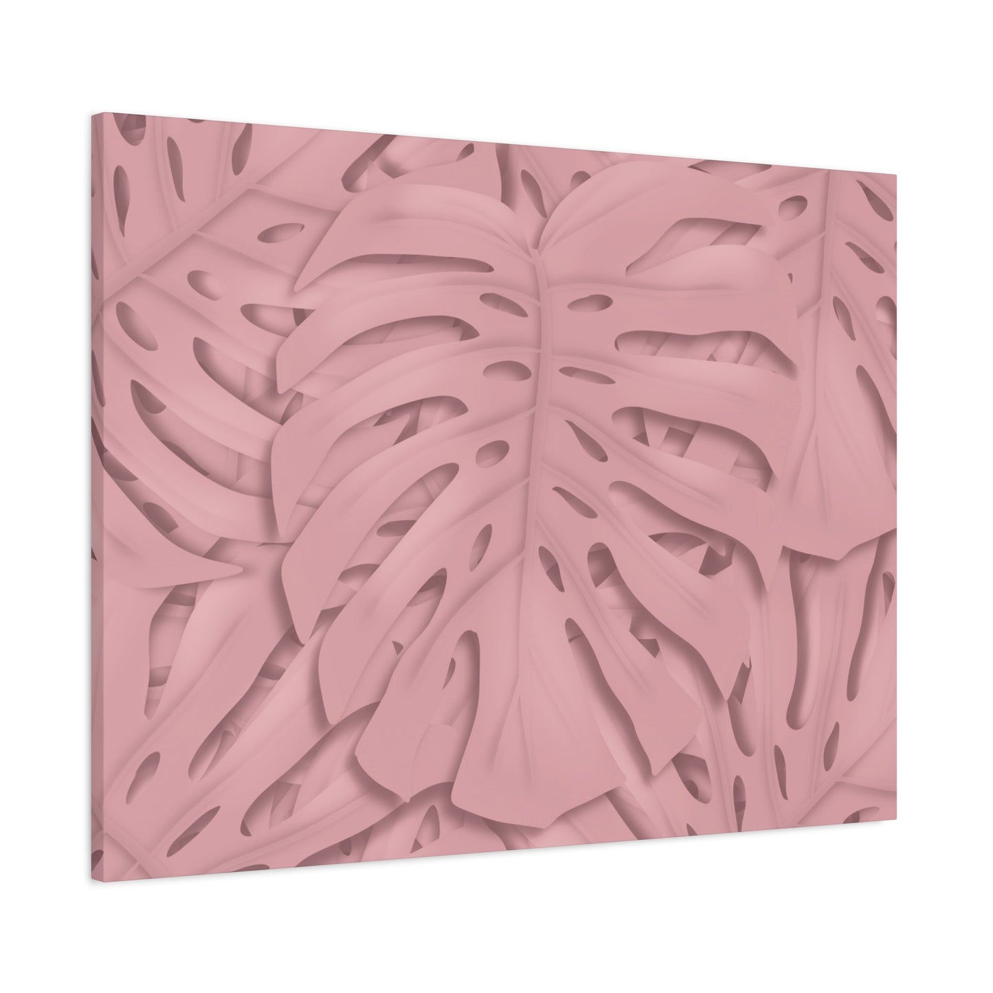 Soft Pink Monstera Canvas Print – Botanical Wall Art