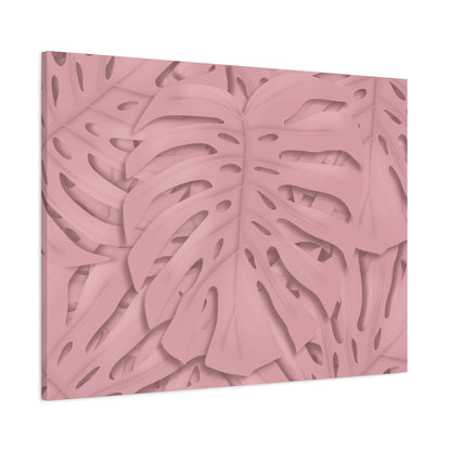 Soft Pink Monstera Canvas Print – Botanical Wall Art