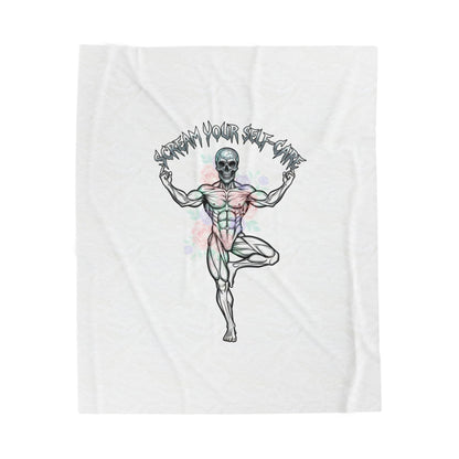 Scream Your Self-Care Velveteen Plush Blanket | gothic wellness, hard rock motivational