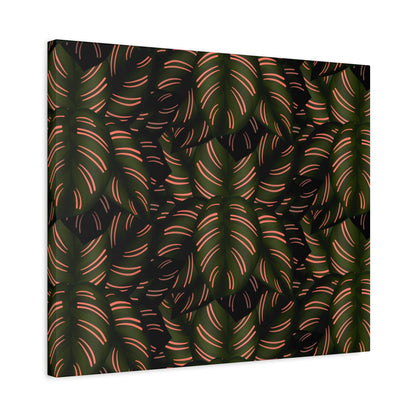 Calathea Pinstripe Pattern Canvas Print – Botanical Wall Art