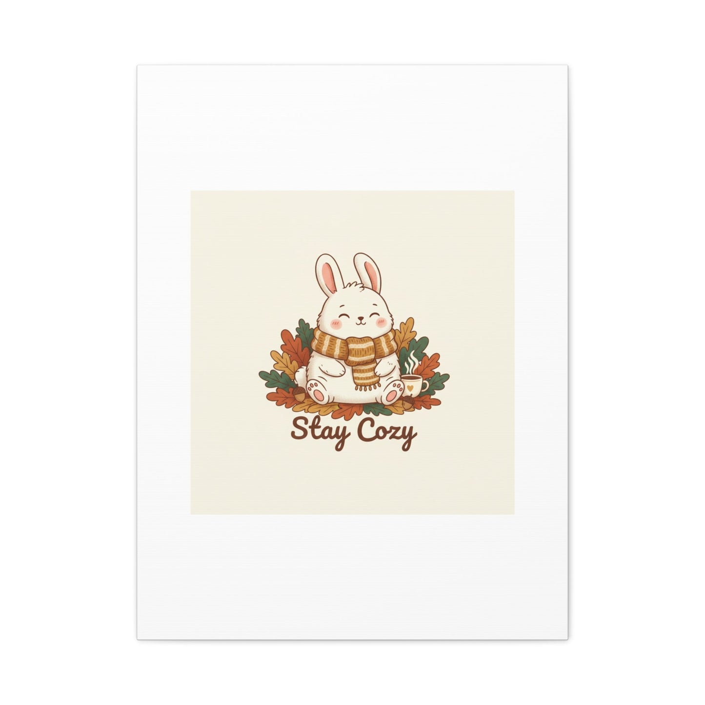 Cozy Bunny Illustration Canvas | Cute Critter Winter Forest Art