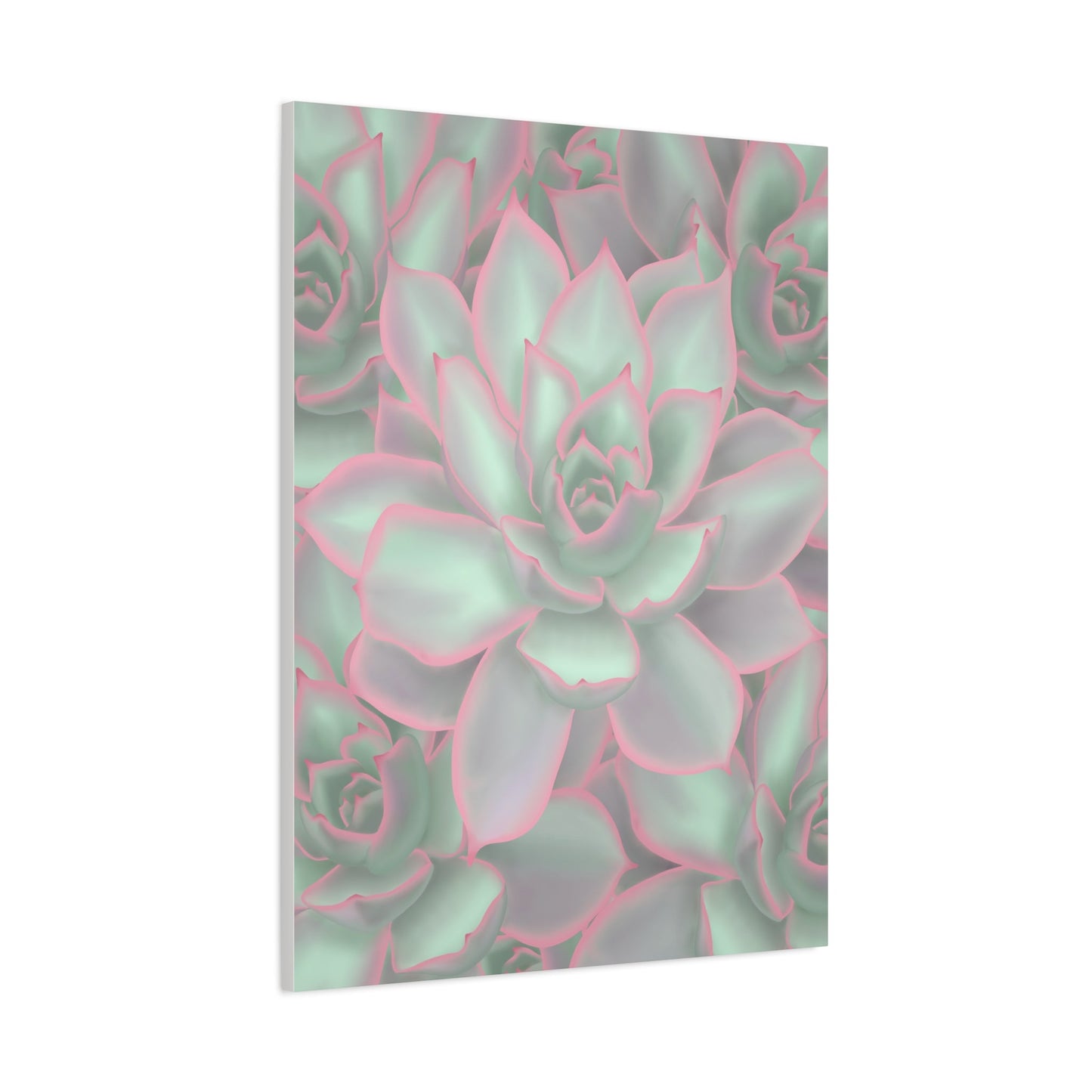 Echeveria Violet Queen Succulent Pattern Canvas Print – Botanical Wall Art