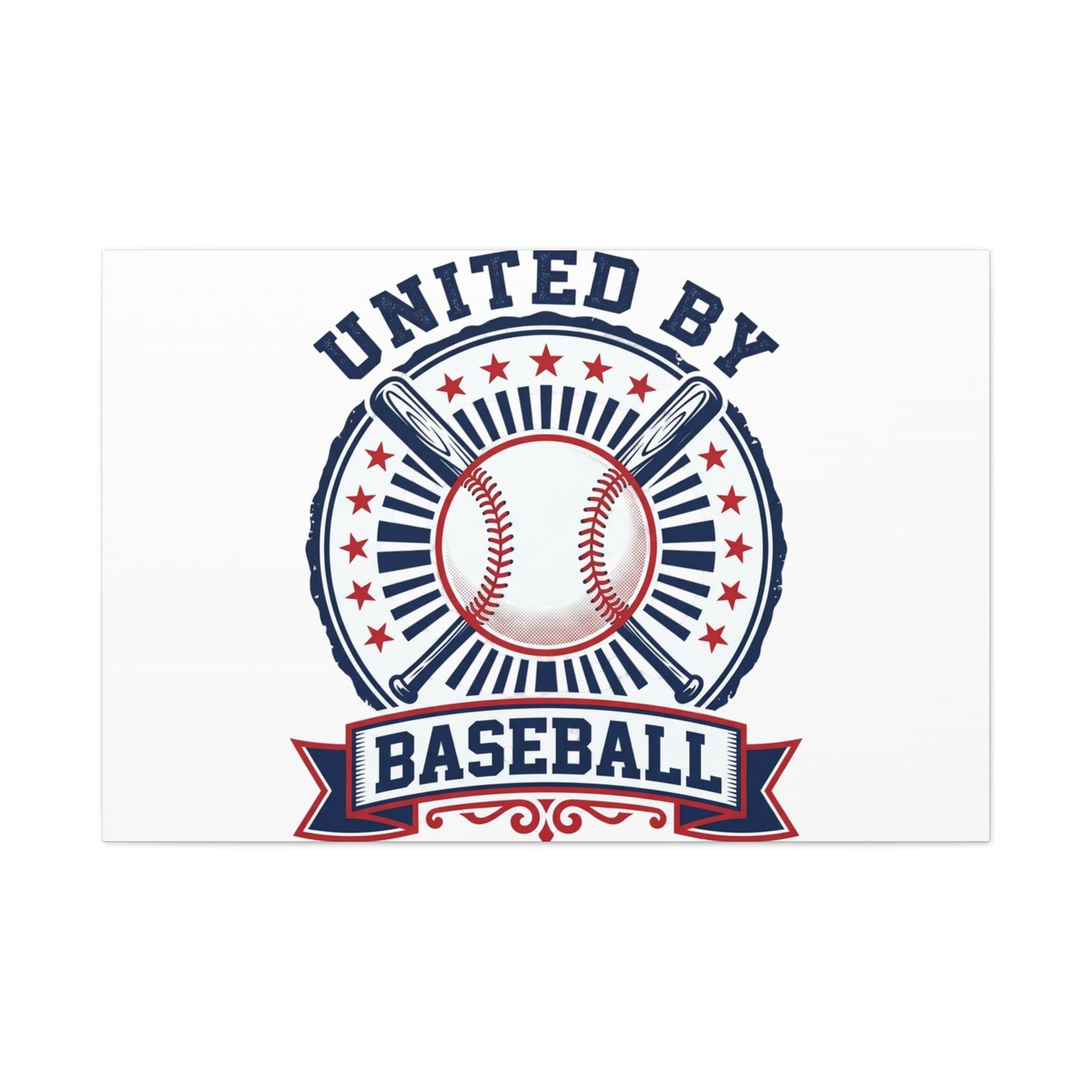 United by Baseball Canvas | Patriotic Baseball Graphic, Red White Blue Wall Art