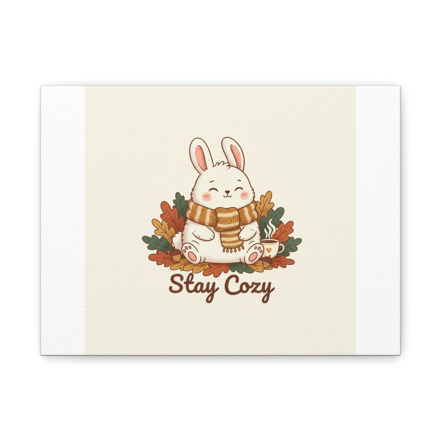 Cozy Bunny Illustration Canvas | Cute Critter Winter Forest Art