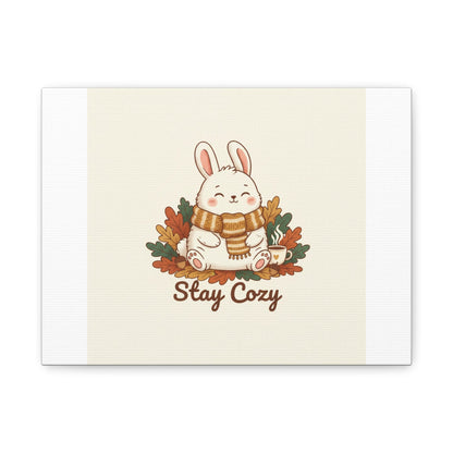 Cozy Bunny Illustration Canvas | Cute Critter Winter Forest Art