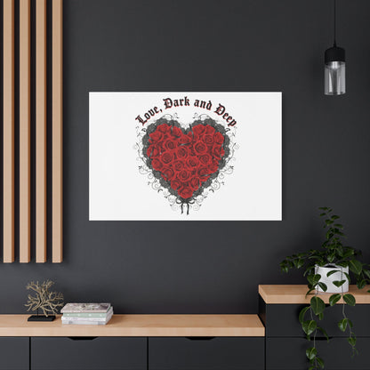 Love Dark and Deep Heart Canvas, Nu Romantic Gothic Romance, 80s Nostalgia