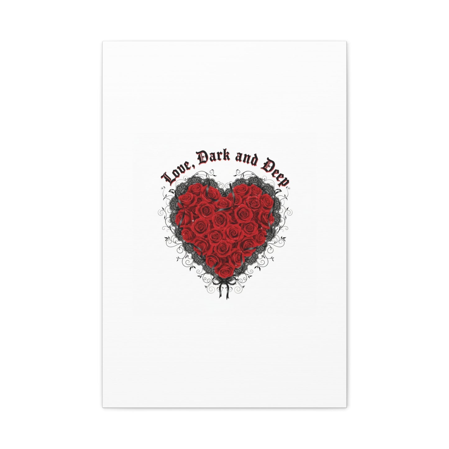 Love Dark and Deep Heart Canvas, Nu Romantic Gothic Romance, 80s Nostalgia