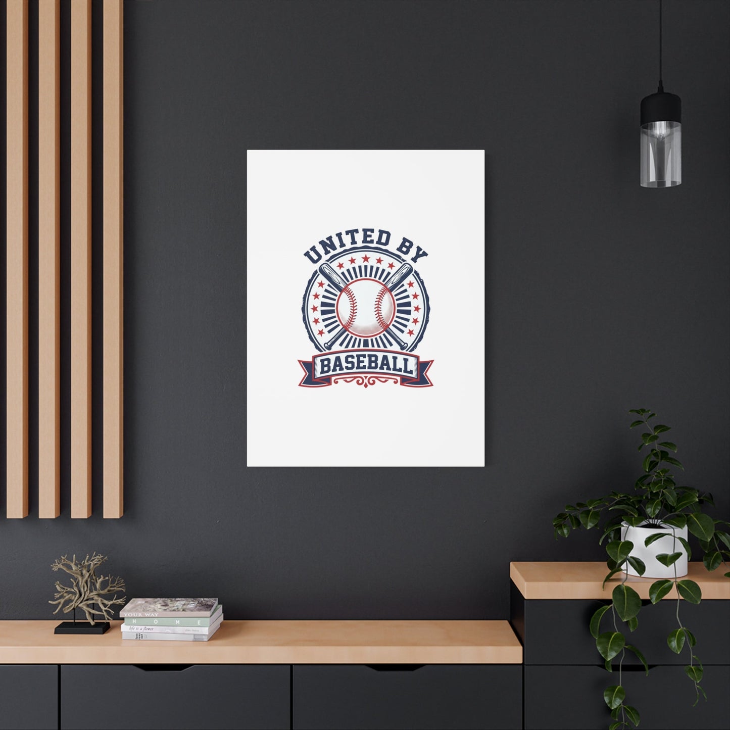 United by Baseball Canvas | Patriotic Baseball Graphic, Red White Blue Wall Art